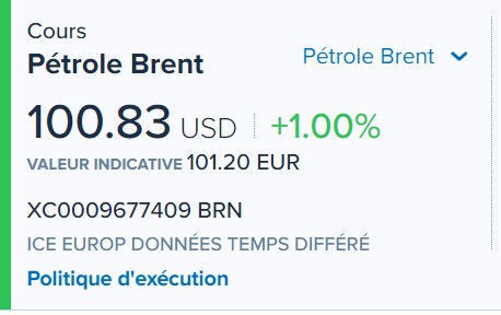 Photo de Le Brent a plus de 100 dollars